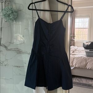Wild Fable small Button Front Poplin Mini A-Line Dress Blue Sundress navy